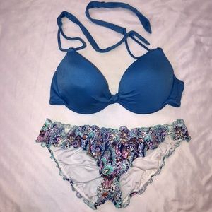 Victoria's Secret Blue and Multicolor Bikini